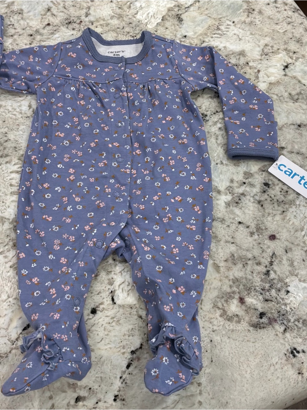 Carter's blue Floral Footed Sleep and Play Pajamas